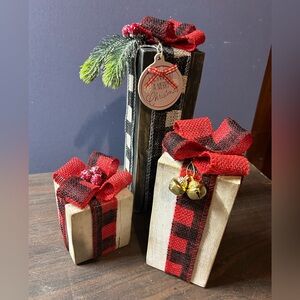 Rustic Christmas Gift Decor with Red and Black Plaid